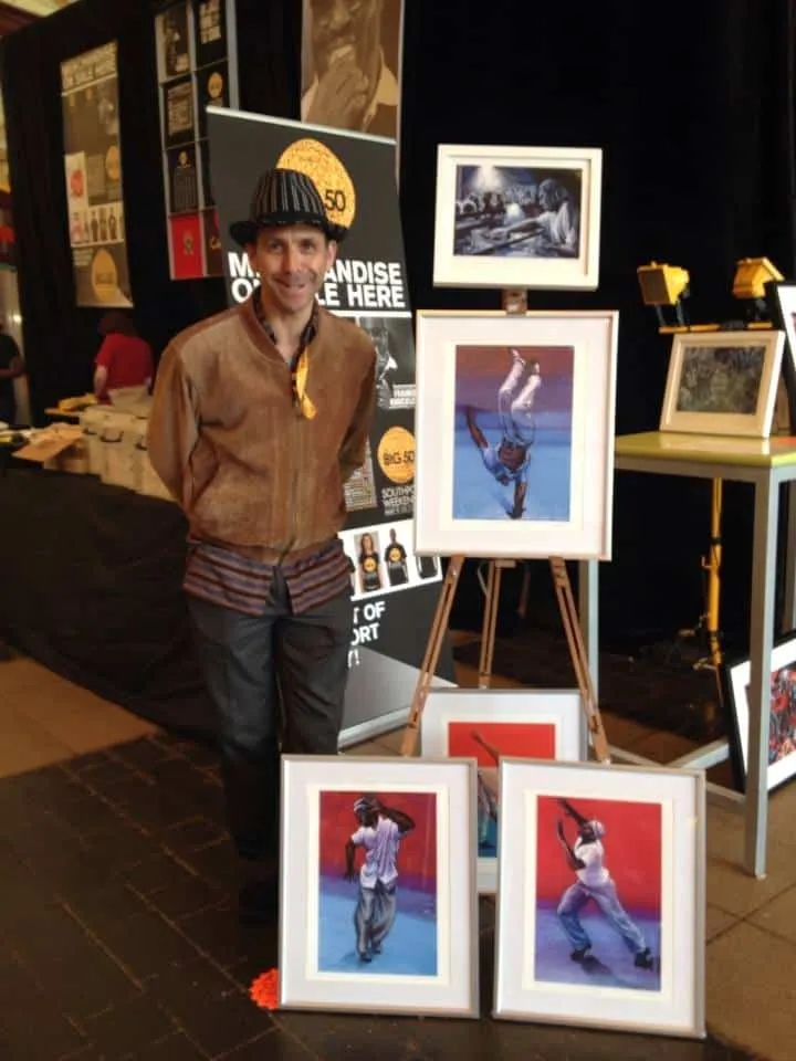 Selling framed prints at Southport Weekender
